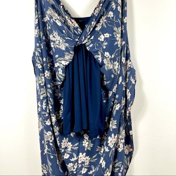 Aqua Blue w/ Pink Floral Faux Wrap Maxi Dress - Medium - Picture 6 of 16